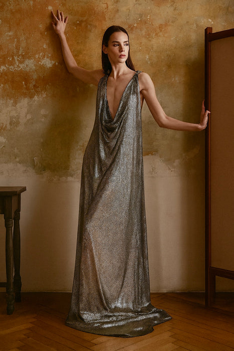 Phoenix, reworked 20s metal Assuit bicolour dress
