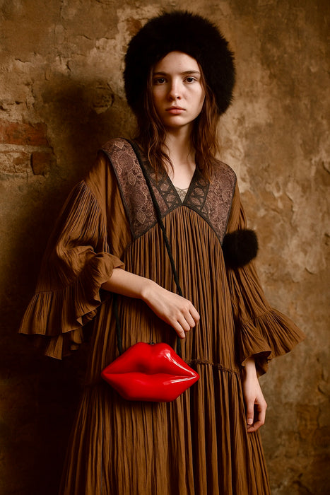 Lisa, 70s sheepskin black Pom Pom hat