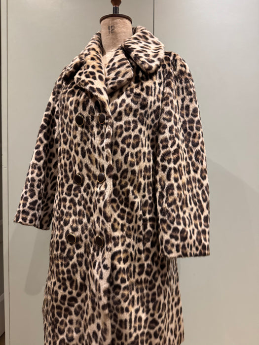 Leona, 40s faux fur leopard print double breasted coat