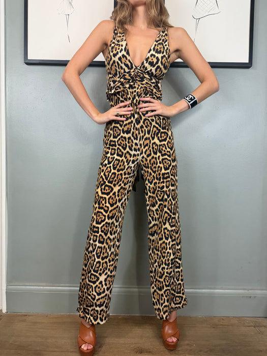 Donna, 70s leopard print jumpsuit