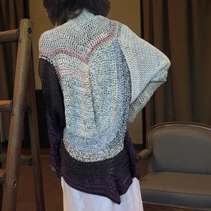 Miel, 70s handmade modernist scalloped silk blend cardigan