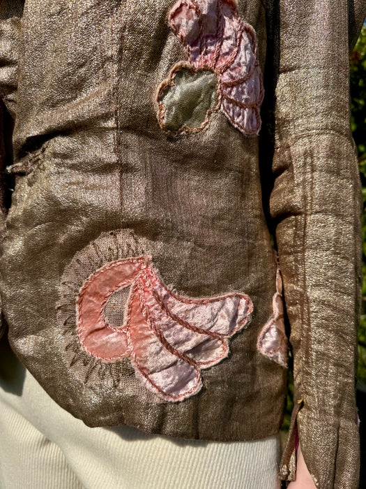 Astoria, 20s lamé jacket with velour florals