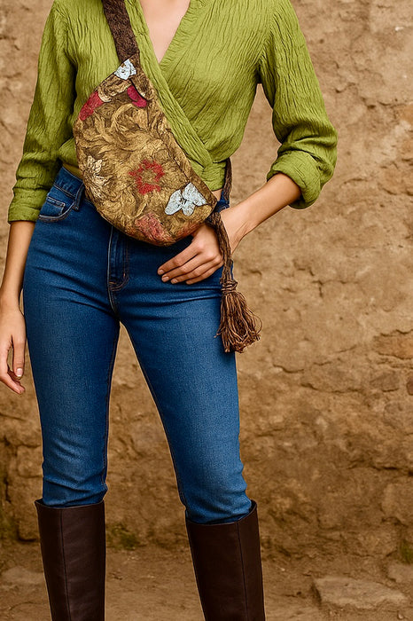 Omnia, reworked 80s half moon cross body bag