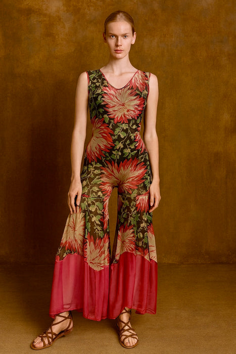 Flavia, reworked 30s floral chiffon jumpsuit