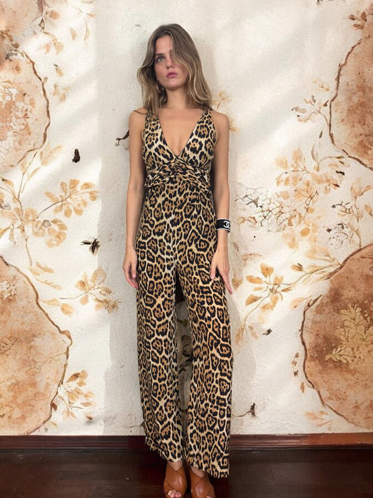 Donna, 70s leopard print jumpsuit