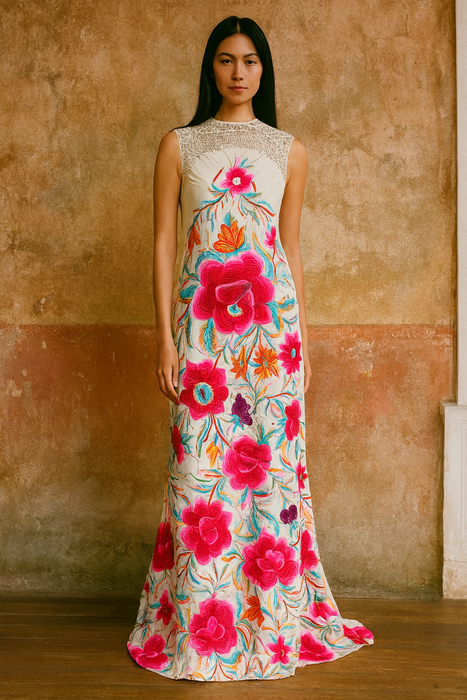 Maude, reworked 40s floral canton shawl dress
