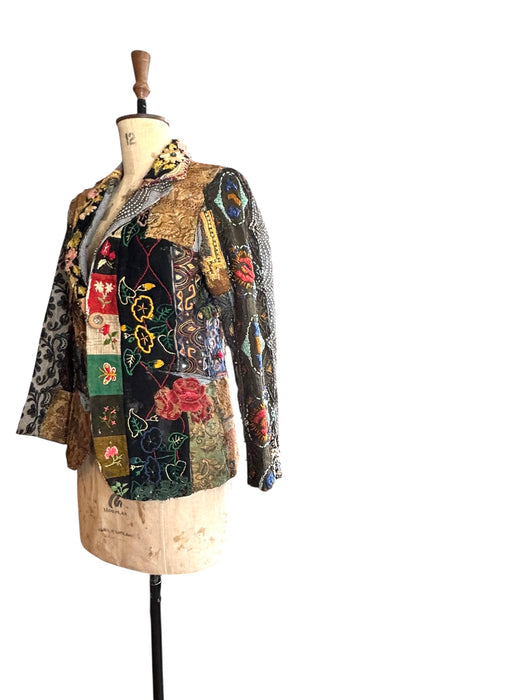 Troy, 70s patchwork single breasted jacket with side pockets