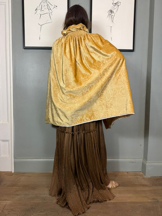 Virginia, 20s butter yellow damask velour cape