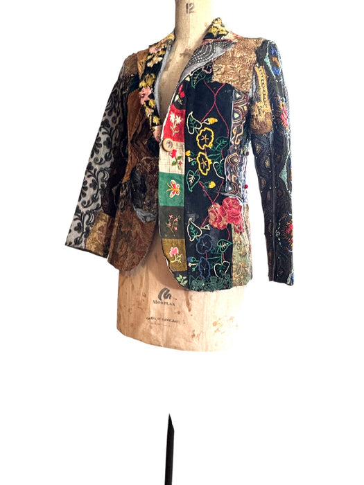 Troy, 70s patchwork single breasted jacket with side pockets
