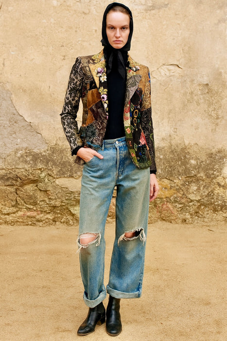 Troy, 70s patchwork single breasted jacket with side pockets