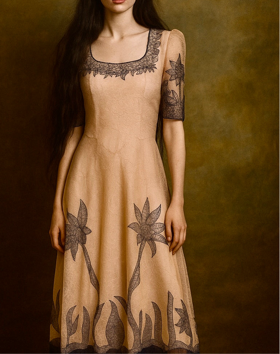 Joy, 30s pink and blue lace dress