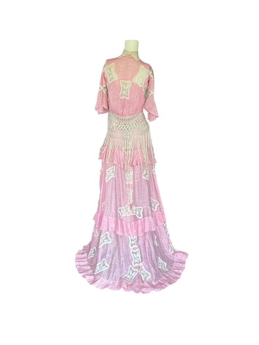 Laurenna, reworked cotton Victorian pink and cream lace dress