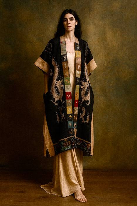 Yao, early 20th century,  Antique Yao Shaman Dragon embroidered robe