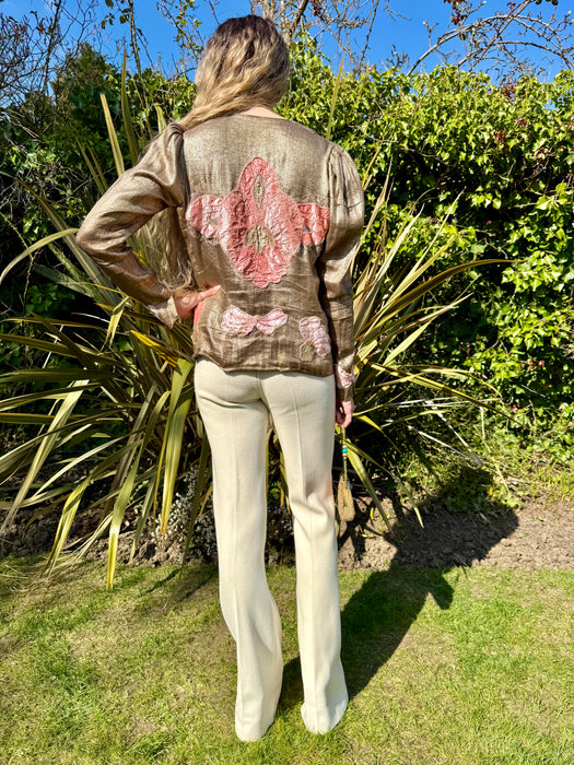Astoria, 20s lamé jacket with velour florals