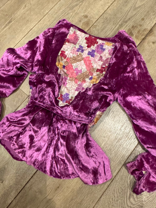 Maureen, reworked 40s Magenta velvet embroidered jacket