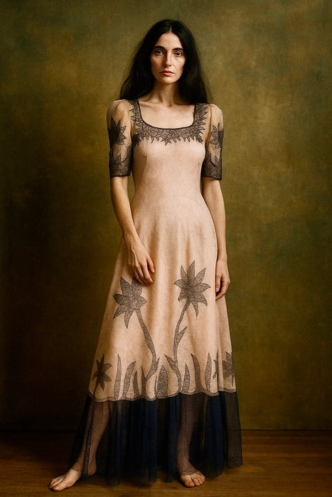 Joy, 30s pink and blue lace dress