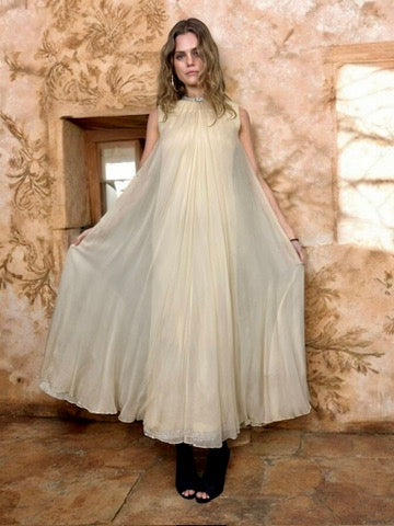 Gallo, 60s cream chiffon and diamanté dress