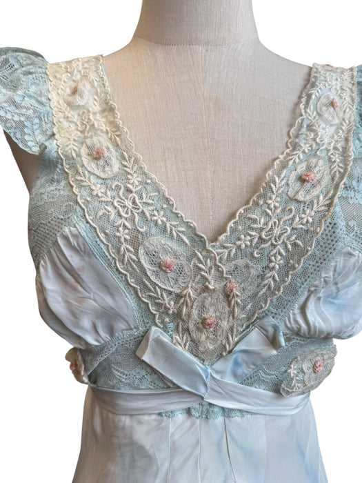 Thea, reworked 30s hand dyed embroidered and lace dress