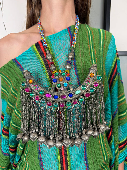 Pillar, Balinese antique metal and bead necklace