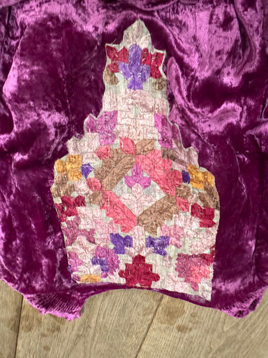 Maureen, reworked 40s Magenta velvet embroidered jacket