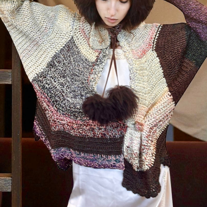 Miel, 70s handmade modernist scalloped silk blend cardigan