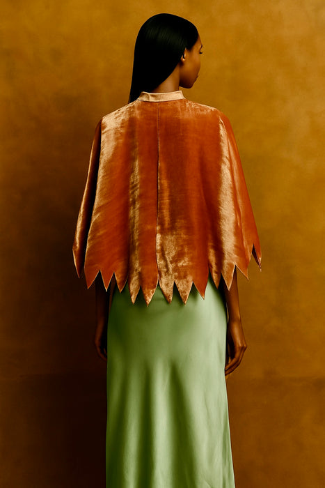 Betty, 20s light peach velour scalloped cape