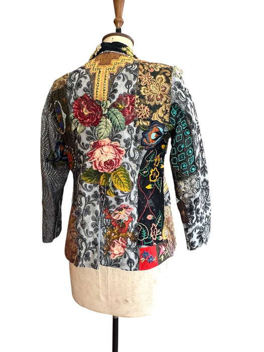 Troy, 70s patchwork single breasted jacket with side pockets