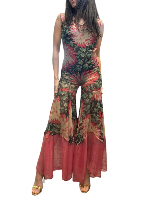 Flavia, reworked 30s floral chiffon jumpsuit
