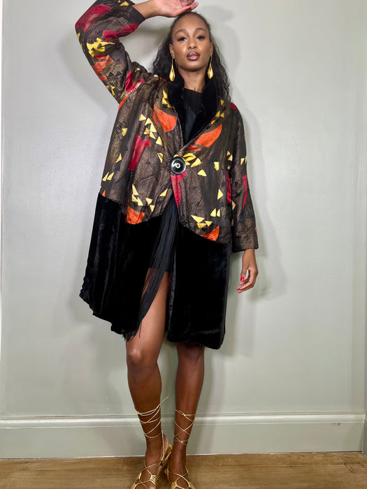 Octavia, 20 lamé and velvet coat