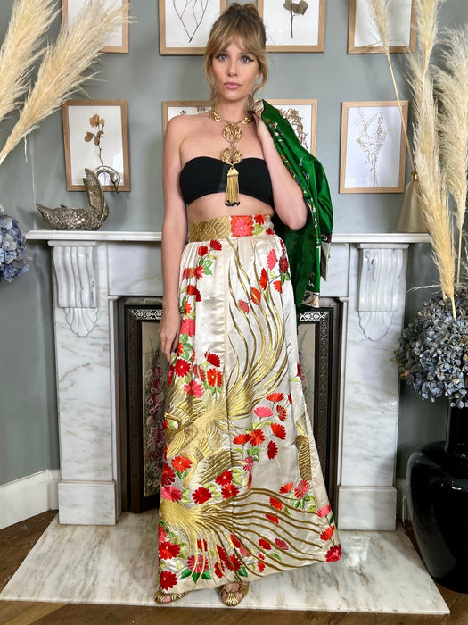 Aurora, Oriental silk embroidered skirt