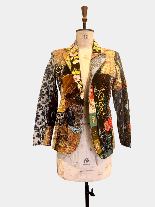 Troy, 70s patchwork single breasted jacket with side pockets