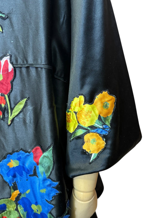 Fable, 20s silk black cocoon floral coat
