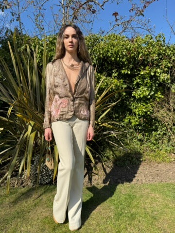 Astoria, 20s lamé jacket with velour florals