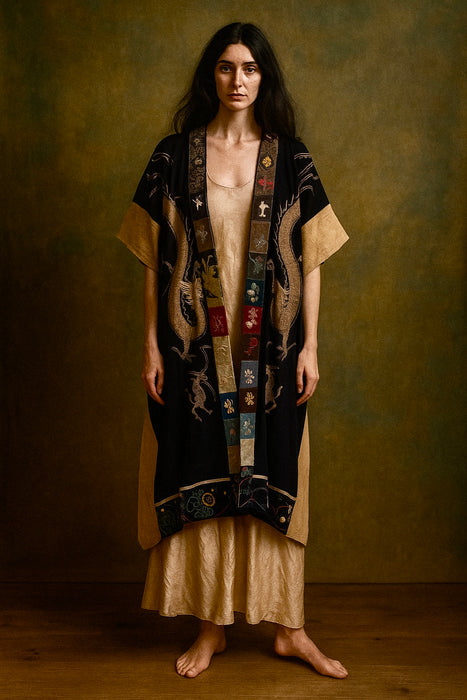 Yao, early 20th century,  Antique Yao Shaman Dragon embroidered robe