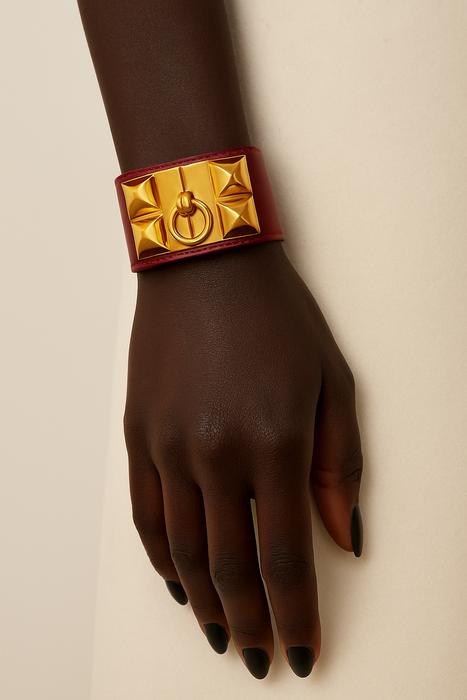 Hermés, collier de chien leather burgundy bracelet
