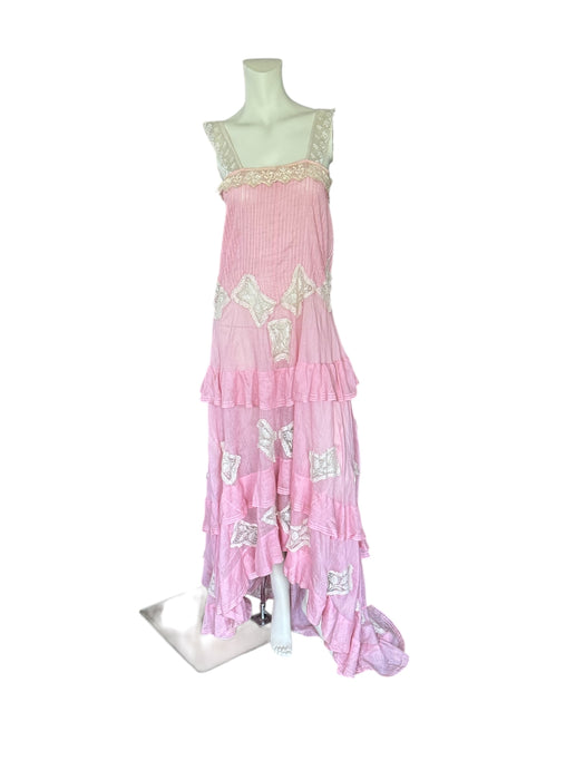 Laurenna, reworked cotton Victorian pink and cream lace dress