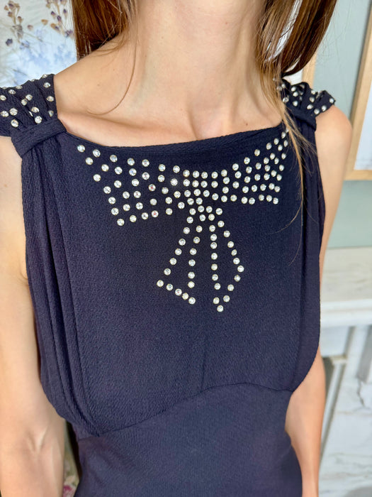 Blossom, 30s silk bias cut and diamanté dress
