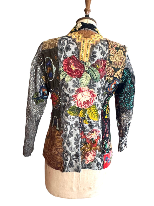 Troy, 70s patchwork single breasted jacket with side pockets