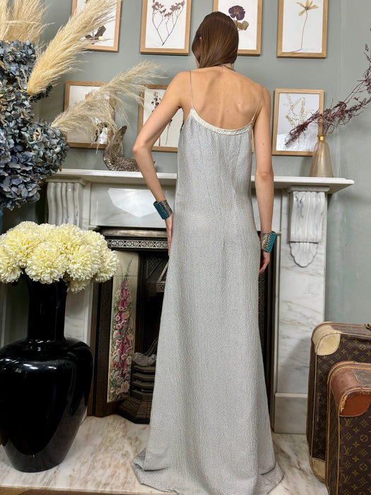 Calvin Klein, 90s silver textured shift dress