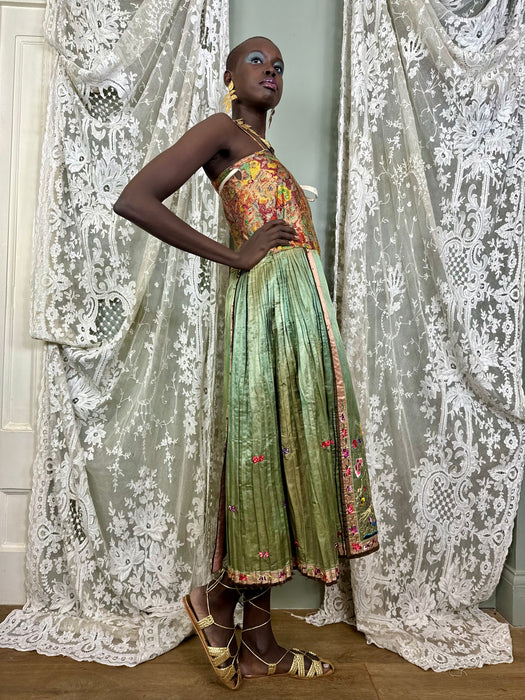 Nora. 30s Chinese embroidered and lamé wrap dress
