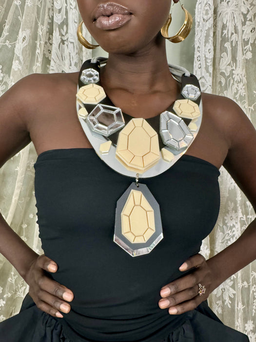 Uni, 60s Modernist mirror necklace