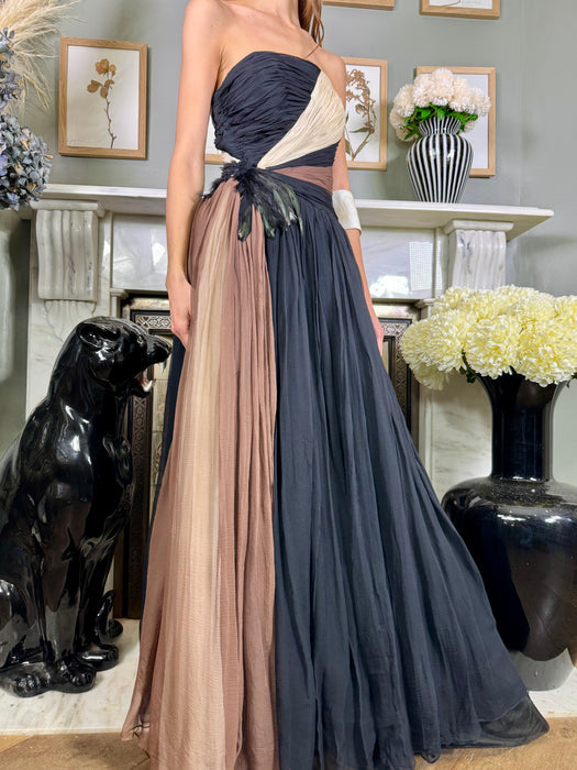 Sully, 40s chiffon draped bustier dress