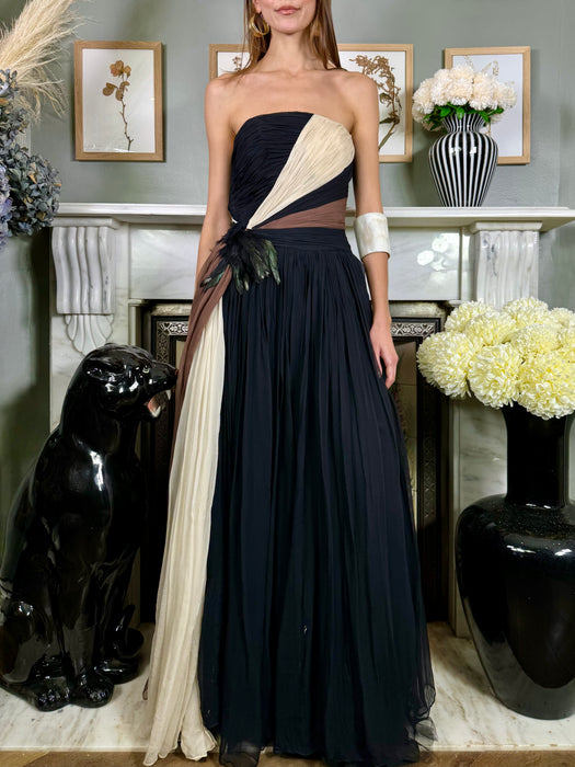 Sully, 40s chiffon draped bustier dress