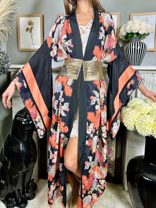 Lavinia, 40s silk pongee floral kimono