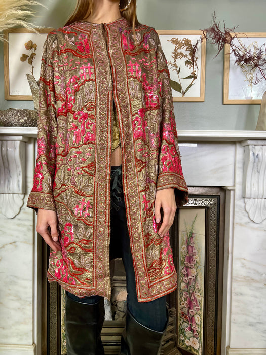 Celeste, 20s Oriental beaded lamé coat