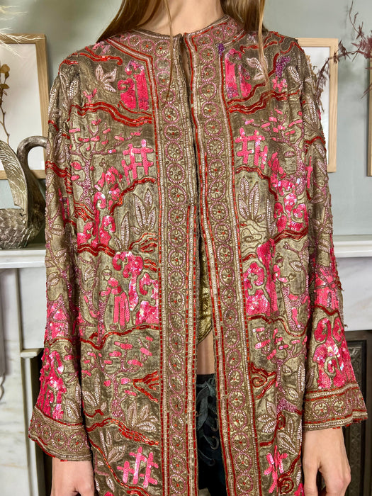Celeste, 20s Oriental beaded lamé coat