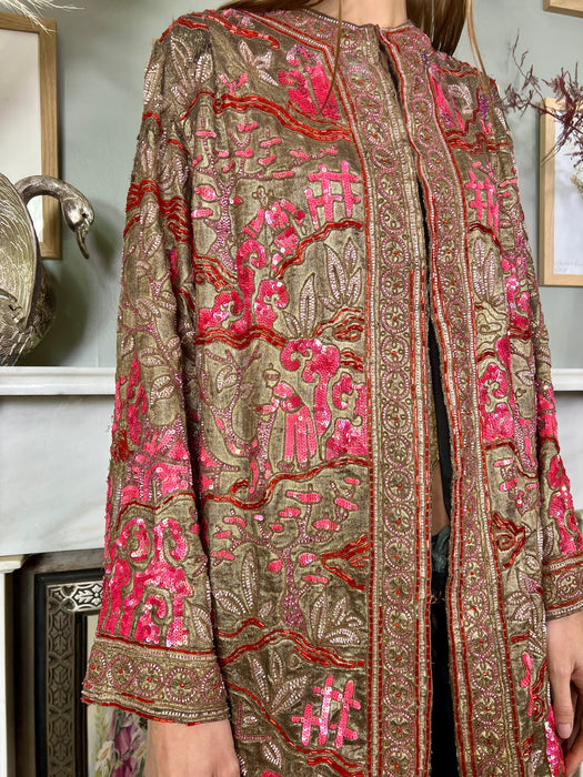 Celeste, 20s Oriental beaded lamé coat