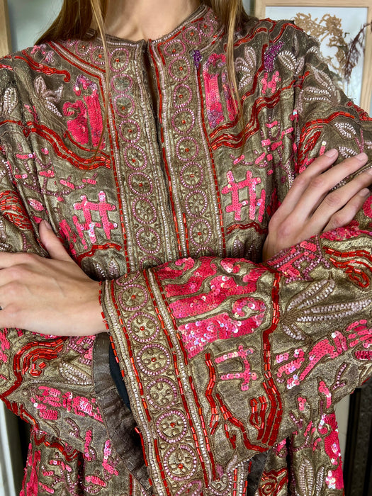 Celeste, 20s Oriental beaded lamé coat