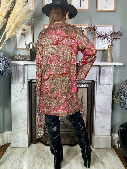 Celeste, 20s Oriental beaded lamé coat