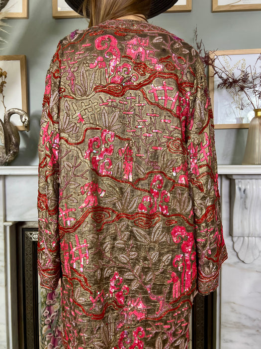 Celeste, 20s Oriental beaded lamé coat